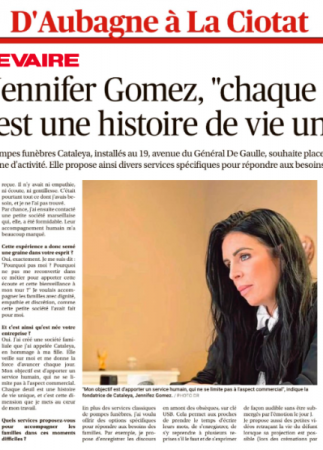 PARUTION LA PROVENCE POMPES FUNEBRES CATALEYA